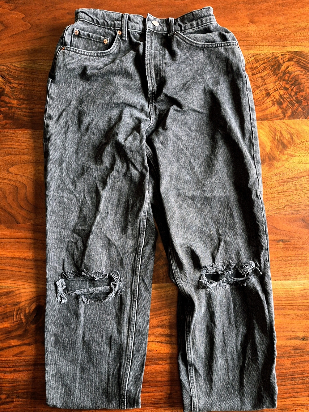 ASOS- High-Rise Distressed Black Jeans